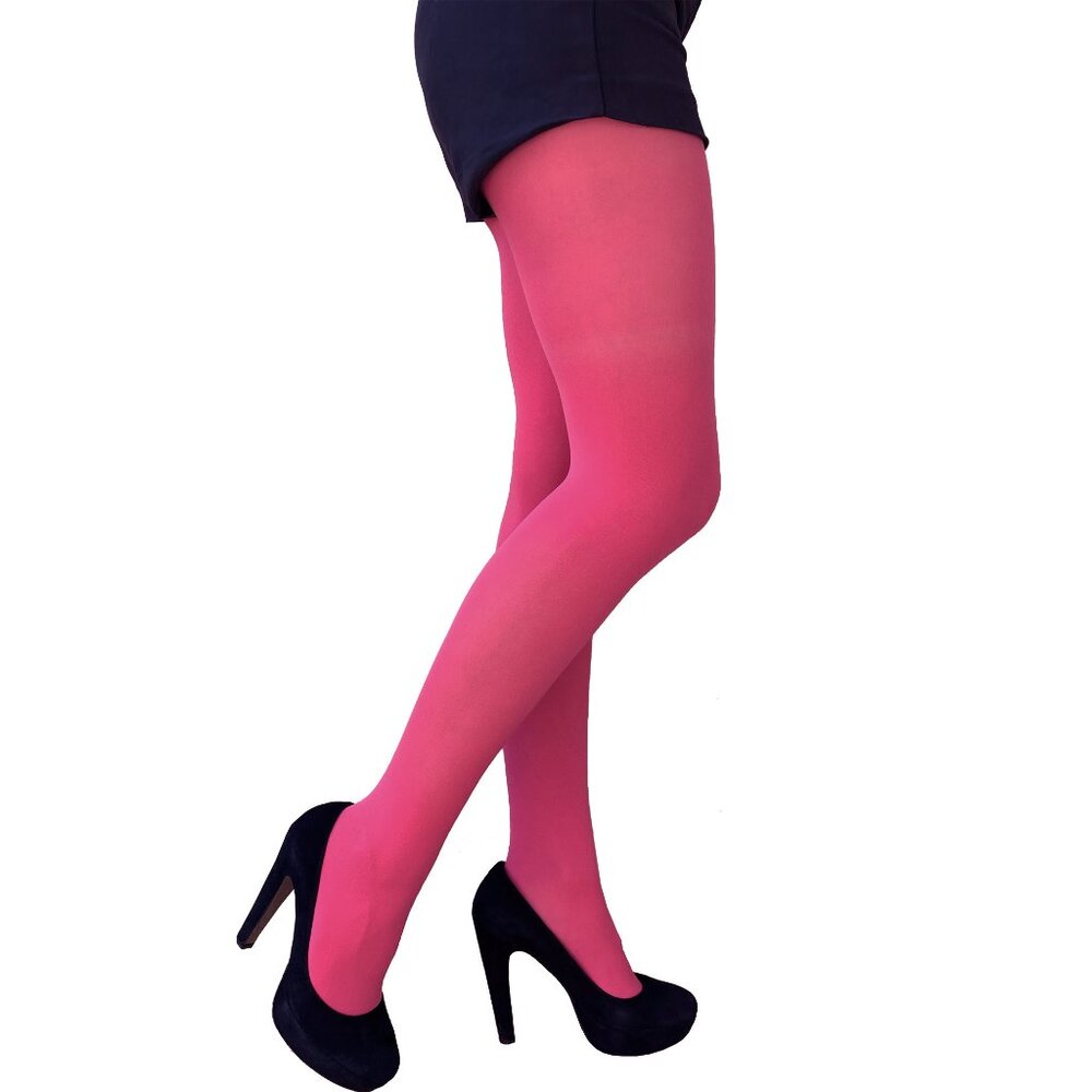 Shock Pink Tights for women, soft and durable solid pantyhose from From SM to XL